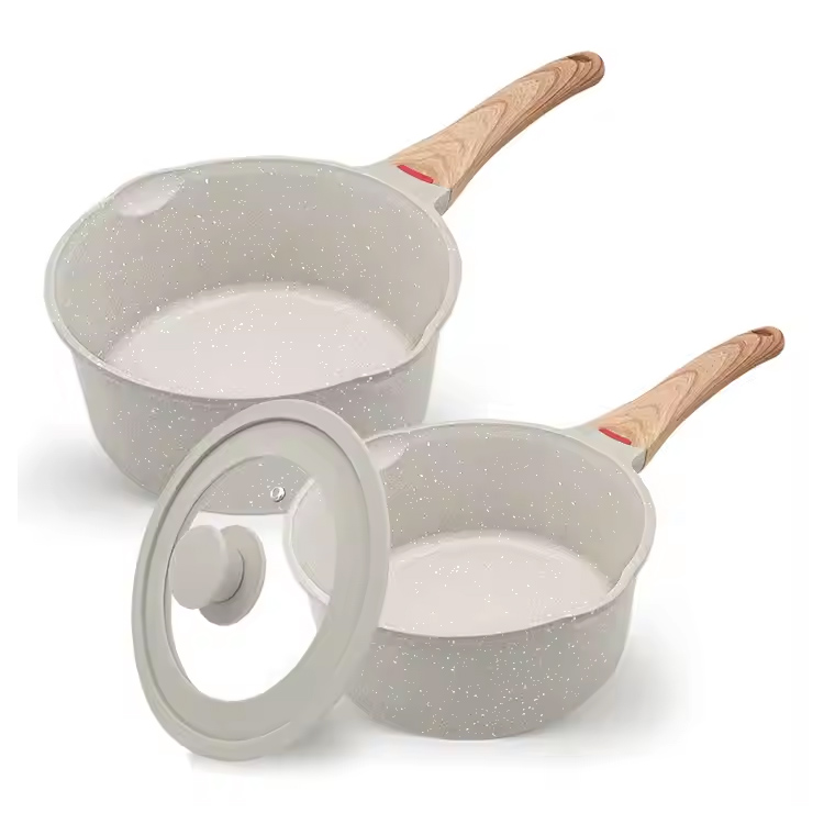 मिनी सूप भाँडो ननस्टिक सॉस फर्महरू 1.5QT & 1.8QT सॉस प्यान सेट गर्नुहोस्